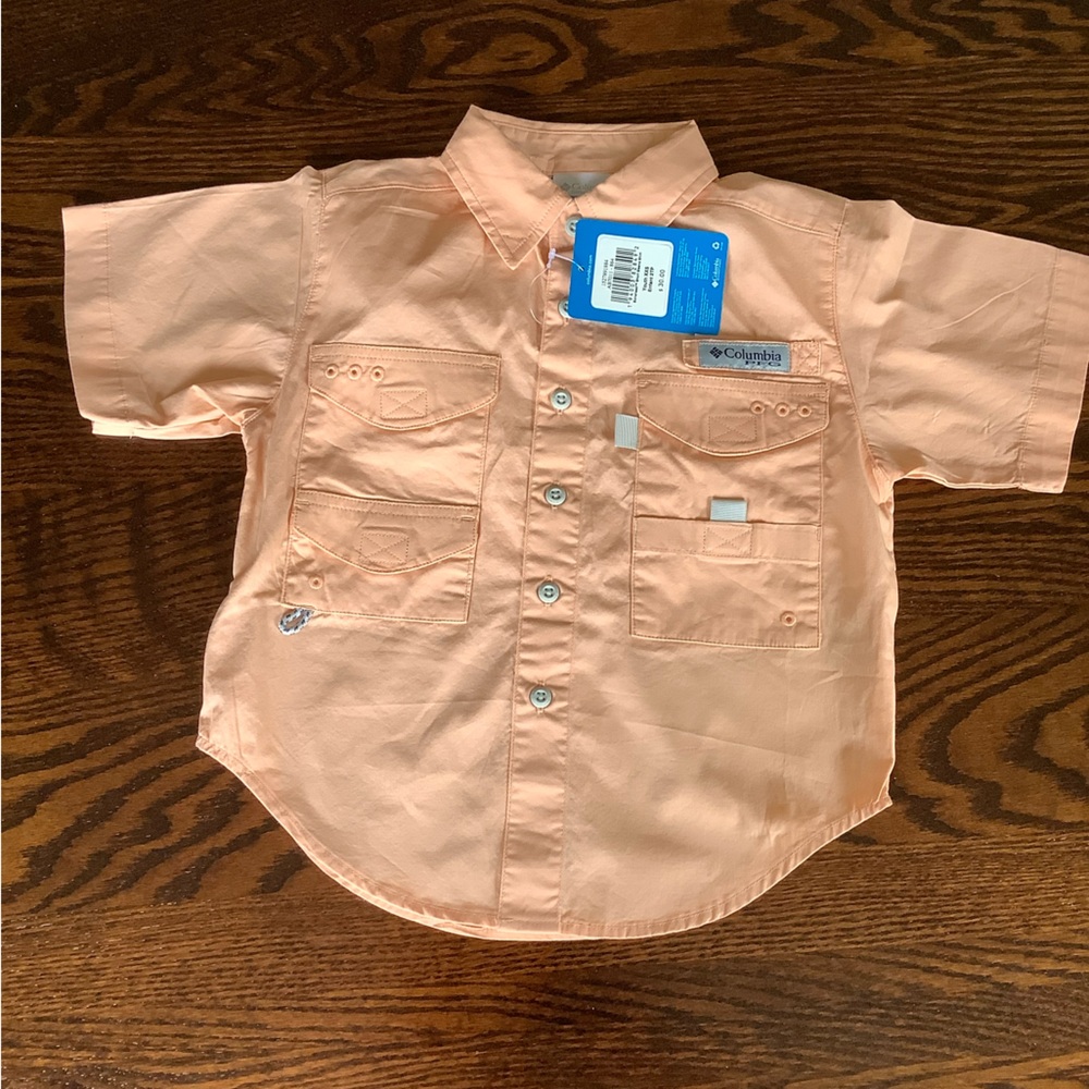 NWT Boys Columbia Boneheaded Short Sleeve Shirt, Bight Nectar Sz XXS (4/5)